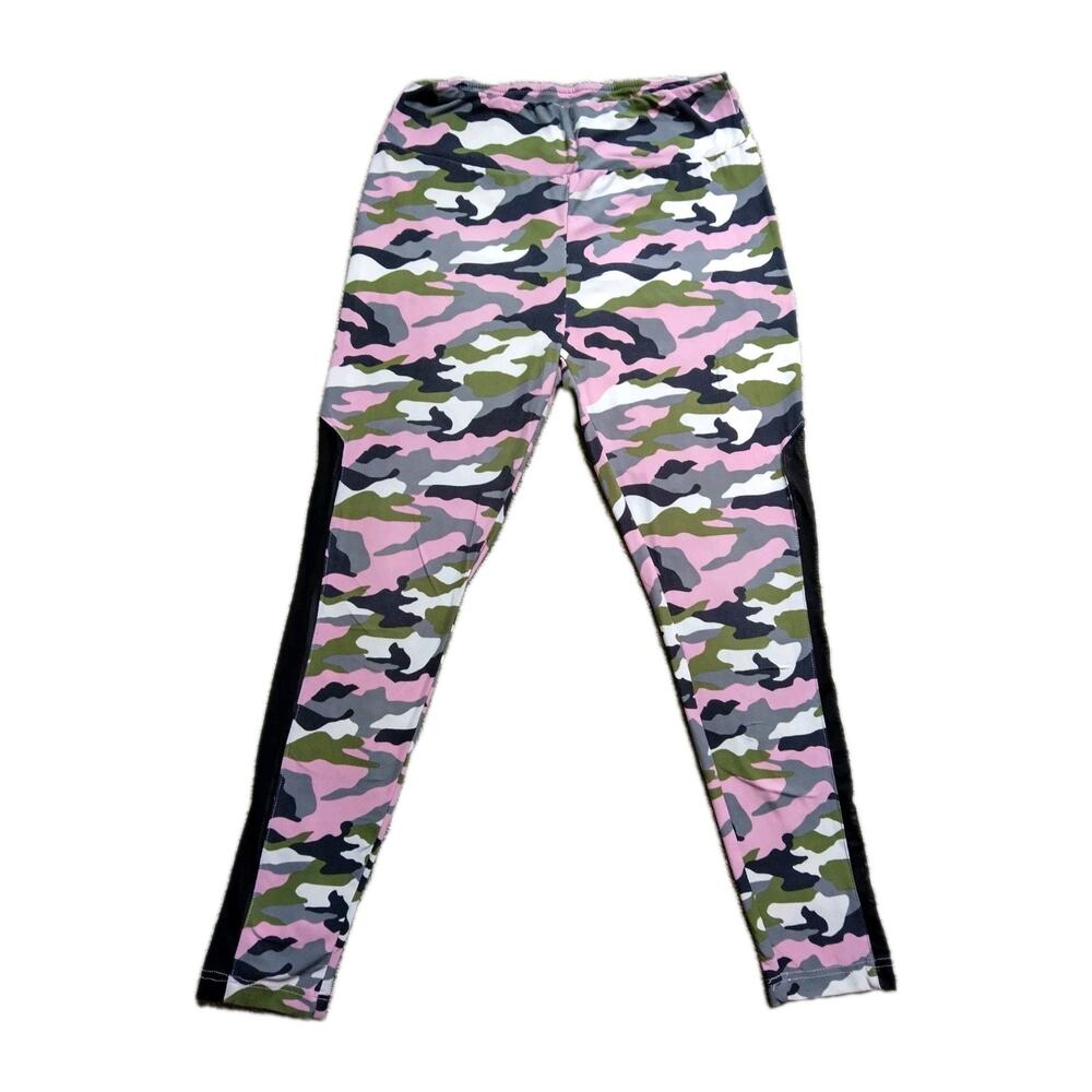 Juniors No Boundaries Pink Camp Leggings, Mesh Sides, L(11-13)